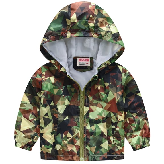 IBTOM CASTLE Toddler Boys Girls Outwear Windbreaker Jacket Kids Casual Lightweight Hooded Waterproof Zipper Raincoat Rain Coats Green