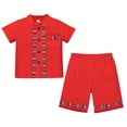 thumbnail image 1 of IBTOM CASTLE Toddler Boys Mexican Outfit Short Sleeve Embroidery Shirt and Shorts Kids Traditional Cinco de Mayo Birthday Party Clothes 3-4 Years Red, 1 of 8