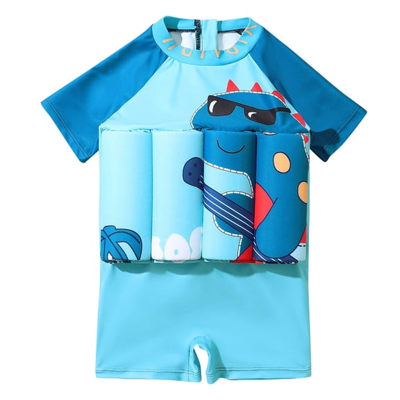 IBTOM CASTLE Toddler Floatation Swimsuit with Adjustable Buoyancy Float Suit One-Piece Training Aid Swimwear for Boys Girls 2-3 Years Blue - Dinosaur