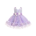 thumbnail image 1 of IBTOM CASTLE Toddler Flower Girls Tulle Dress Sleeveless Princess Tutu Dress Birthday Party Wedding Pageant Gown 3-4 Years Purple Rainbow, 1 of 8