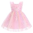 thumbnail image 1 of IBTOM CASTLE Toddler Girl Birthday Butterfly Dress Sequins Flower Girl Dress Tulle Tutu Formal Party Dress, Star Sequins Pageant Wedding Dress 3-4T Pink, 1 of 7