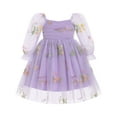 thumbnail image 1 of IBTOM CASTLE Toddler Girl Birthday Dress Floral Confetti Tulle Formal Wedding Party Long Sleeve Dresses for Cake Smash Photo Shoot 6-12 Months Purple Floral, 1 of 8