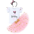 thumbnail image 1 of IBTOM CASTLE Toddler Girls 1st 2nd 3rd Birthday Outfit Princess Polka Dots Ruffle Tutu Skirt Mouse Headband Cake Smash Party Clothes Set 3 Years Pink, 1 of 8