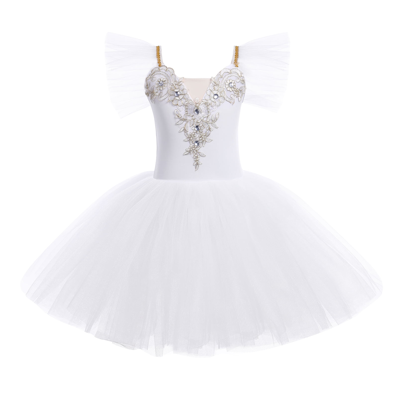 IBTOM CASTLE Toddler Girls Ballet Leotards Glitter Tulle Skirt Ruffle