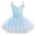 thumbnail image 1 of IBTOM CASTLE Toddler Girls Ballet Leotards Sequin Flower Camisole Ballet Dance Dress Tulle Tutu Skirt Leotard Ballerina Dancewear 5-6 Years Blue, 1 of 8
