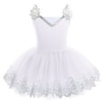 thumbnail image 1 of IBTOM CASTLE Toddler Girls Ballet Leotards Sequin Flower Camisole Ballet Dance Dress Tulle Tutu Skirt Leotard Ballerina Dancewear 7-8 Years White, 1 of 9