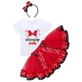 thumbnail image 1 of IBTOM CASTLE Toddler Girls Birthday Outfit Polka Dots Tops Tutu Skirt Mouse Ears Headband for Cake Smash Photo Shoot 4 Years Red - Bowknot, 1 of 8