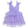 thumbnail image 1 of IBTOM CASTLE Toddler Girls Butterfly Birthday Dress Rainbow Tulle Formal Wedding Party Ruffle Tutu Dresses Photo Shoot 2-3 Years Purple, 1 of 8