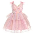 thumbnail image 1 of IBTOM CASTLE Toddler Girls Butterfly Birthday Dress Rainbow Tulle Formal Wedding Party Ruffle Tutu Dresses Photo Shoot 3-4 Years Rainbow Pink, 1 of 8
