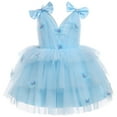 thumbnail image 1 of IBTOM CASTLE Toddler Girls Butterfly Birthday Dress Rainbow Tulle Formal Wedding Party Ruffle Tutu Dresses for Photo Shoot 3-4 Years Blue, 1 of 9