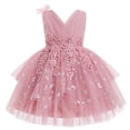 thumbnail image 1 of IBTOM CASTLE Toddler Girls Butterfly Birthday Dress Ruffle Tulle Flower Girl Wedding Pageant Formal Party Dress Floral Shiny Butterfly for Photo Shoot 18-24 Months Dusty Pink, 1 of 7
