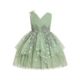 thumbnail image 1 of IBTOM CASTLE Toddler Girls Butterfly Birthday Dress Ruffle Tulle Flower Girl Wedding Pageant Formal Party Dress Floral Shiny Butterfly for Photo Shoot 3-4T Green, 1 of 7