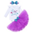 thumbnail image 1 of IBTOM CASTLE Toddler Baby Girls Mermaid 1st Birthday Outfit Princess Romper + Tutu Skirt + Shiny Bowknot Headband Cake Smash Clothes Set, 3-Piece, 1 of 8