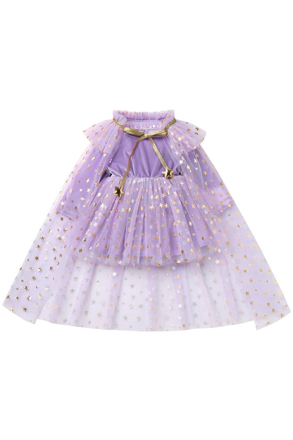 Toddler Girls Velvet Romper Tulle Tutu Dress + Cloak Baby Birthday Xmas Dress up Halloween Costume Fall Winter Outfits 18-24 Months Purple