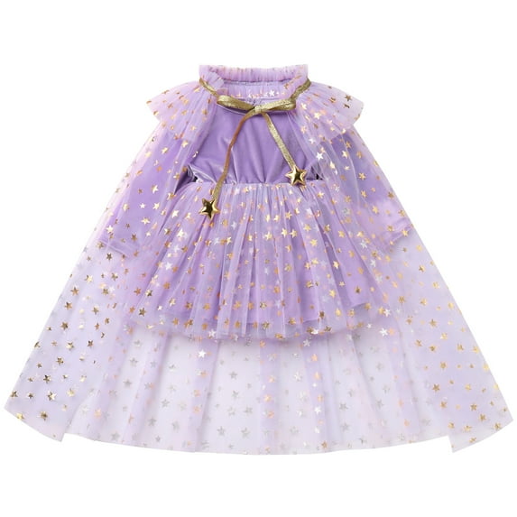 IBTOM CASTLE Toddler Girls Velvet Romper Tulle Tutu Dress + Cloak Baby Birthday Xmas Dress up Halloween Costume Fall Winter Outfits 12-18 Months Purple