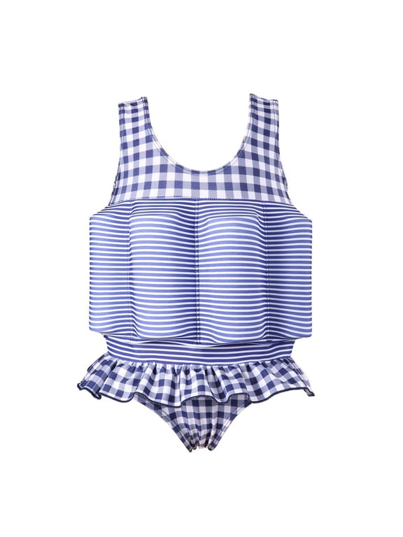 Toddler Kid Girls Floatation Swimsuit with Adjustable Buoyancy Baby Float Suit Swim Vest Swimwear Bathing Suit, One Piece