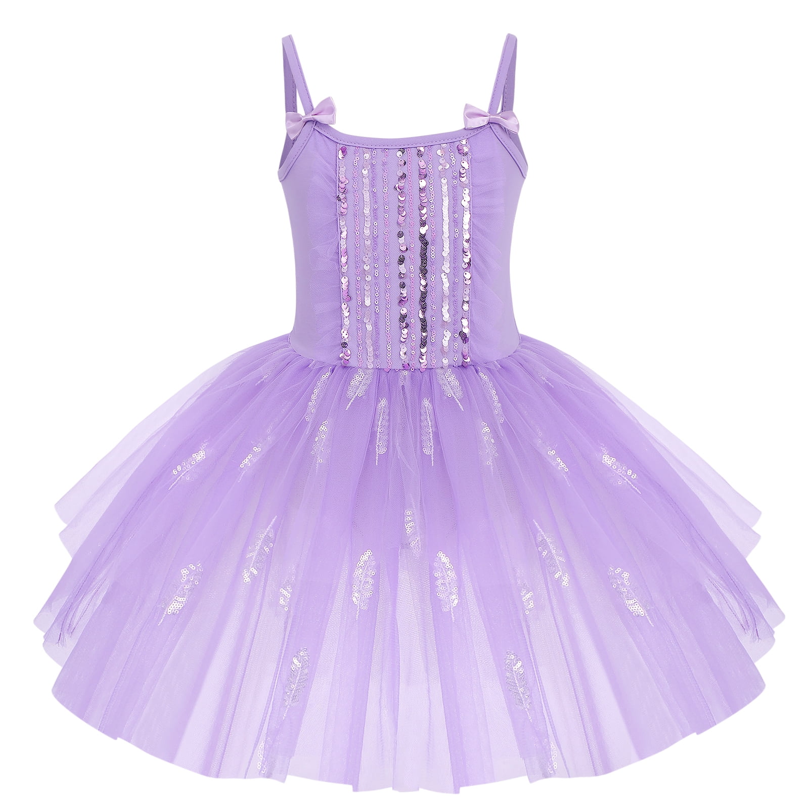 Girl's Sequin Ballet Tutu Dress – Sparkly Leotard With Asymmetrical Skirt For Dance & Play