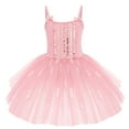 thumbnail image 1 of IBTOM CASTLE Toddler Kid Girls Sequins Fringes Camisole Ballet Dance Dress Glitter Feather Tutu Skirted Leotard Ballerina Dancewear 5-6 Years Pink, 1 of 8