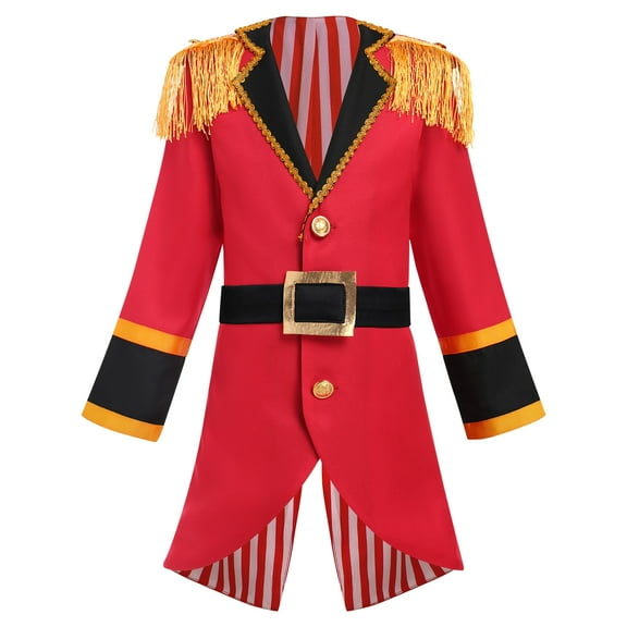 IBTOM CASTLE Toddler Kids Boys Halloween Costume Prince Charming Royal Guard Pirate Jacket Role Play Dress up 5-6 Years Red