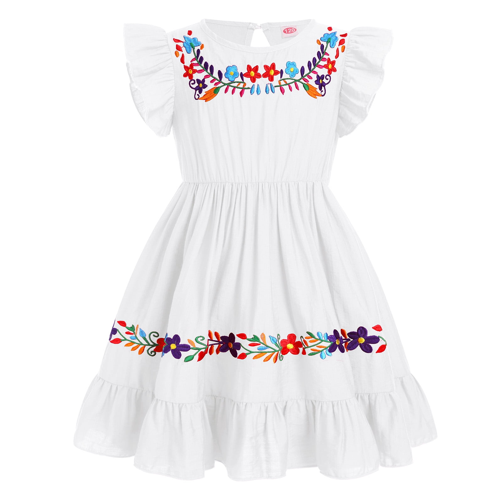 IBTOM CASTLE Toddler Kids Girl Mexican Ruffle ALine Dress Traditional