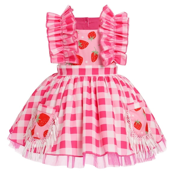 IBTOM CASTLE Toddler Kids Girls Birthday Party Dress Strawberry/Donut/Candy/Easter Day/Alice Polka Dots Embroidery Princess Ruffle Tulle Wedding Pageant Evening Dresses