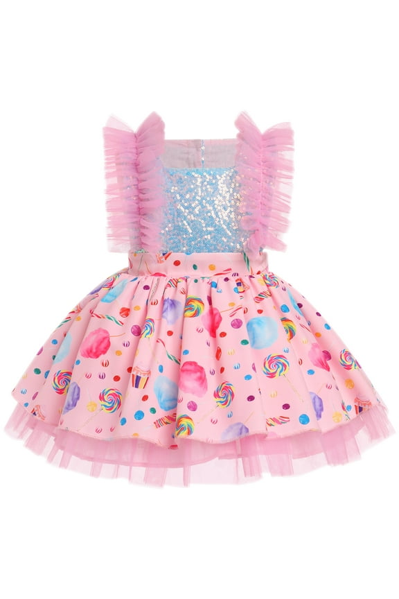 Toddler Kids Girls Birthday Party Dress Strawberry/Donut/Candy/Easter Day/Alice Polka Dots Embroidery Princess Ruffle Tulle Wedding Pageant Evening Dresses