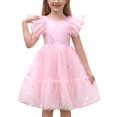 thumbnail image 1 of IBTOM CASTLE Toddler Kids Girls Butterfly Dress Sparkle Tulle Ruffle Sleeve Wedding Formal Birthday Pageant Shoot Dresses 5-6 Years Pink, 1 of 7