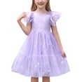 thumbnail image 1 of IBTOM CASTLE Toddler Kids Girls Butterfly Dress Sparkle Tulle Ruffle Sleeve Wedding Formal Birthday Pageant Shoot Dresses Purple, 1 of 7