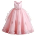 thumbnail image 1 of IBTOM CASTLE Toddler Kids Girls Flower Dress Formal Princess Puffy Tulle Dresses Bridesmaid Wedding Communion Birthday Party Pageant Maxi Prom Gown for Child 6-7 Years Pink, 1 of 8