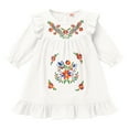 thumbnail image 1 of IBTOM CASTLE Toddler Kids Girls Mexican Dress Long Sleeve Floral Embroidery Dress Cinco de Mayo Fiesta Birthday Party Dresses 5-6 Years White, 1 of 7