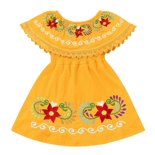 IBTOM CASTLE Toddler Kids Girls Mexican Dress Traditional OffShoulder