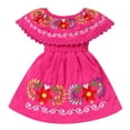 thumbnail image 1 of IBTOM CASTLE Toddler Kids Girls Summer Floral Embroidered Birthday Party Dress 3-4 Years Hot Pink, 1 of 9