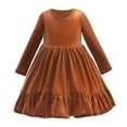 thumbnail image 1 of IBTOM CASTLE Toddler Kids Girls Velvet Dress Ruffle Long Sleeve Christmas Party Wedding Evening Birthday Holiday Pageant Dresses Fall Winter Clothes 18-24 Months Coffee, 1 of 8