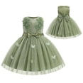 thumbnail image 1 of IBTOM CASTLE Toddler Little Flower Girls Princess Tulle Dress Sleeveless Floral Embroidery Tutu 3D Butterfly Back Bowknot For Wedding Birthday Party Evening Formal Green, 1 of 7
