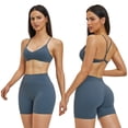thumbnail image 1 of IBTOM CASTLE Two Piece Workout Sets for Women Y Back Sports Jogger Outfits Bra High Waist Biker Shorts Matching Gym Sets Yoga Pilates Outfits S Gray-blue, 1 of 7