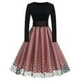 thumbnail image 1 of IBTOM CASTLE Vintage Dress for Women 1950s Long Sleeve Patchwork Polka Dots Tulle Cocktail Party Dress Retro Swing Midi Dress M Pink, 1 of 8