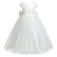 thumbnail image 1 of IBTOM CASTLE White First Communion Dresses for Girls Lace Flower Wedding Bridesmaid Pageant Birthday Baptism Party Formal Maxi Tulle Gown 7-8 Years White - Satin, 1 of 8