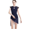 thumbnail image 1 of IBTOM CASTLE Women Elegant Lyrical Dance Dress Lace Cap Sleeve Asymmetrical Tulle Skirt Leotard Contemporary Ballet Dancewear M Navy Blue, 1 of 8