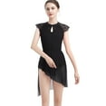 thumbnail image 1 of IBTOM CASTLE Women Elegant Lyrical Dance Dress Lace Cap Sleeve Asymmetrical Tulle Skirt Leotard Contemporary Ballet Dancewear XS Black, 1 of 8