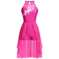 thumbnail image 1 of IBTOM CASTLE Women Lyrical Dance Costumes Lace Flower Embroidery Spliced Tulle Dress Flowy Chiffon Leotard Skirt S Hot Pink, 1 of 8