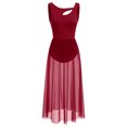 thumbnail image 1 of IBTOM CASTLE Women Lyrical Dance Dress Modern Contemporary Dancewear Backless Tulle Skirt L Wine Red, 1 of 8