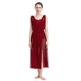 thumbnail image 1 of IBTOM CASTLE Women Lyrical Dance Dress Modern Contemporary V-Neck Backless Split Tulle Skirt M Wine Red, 1 of 8