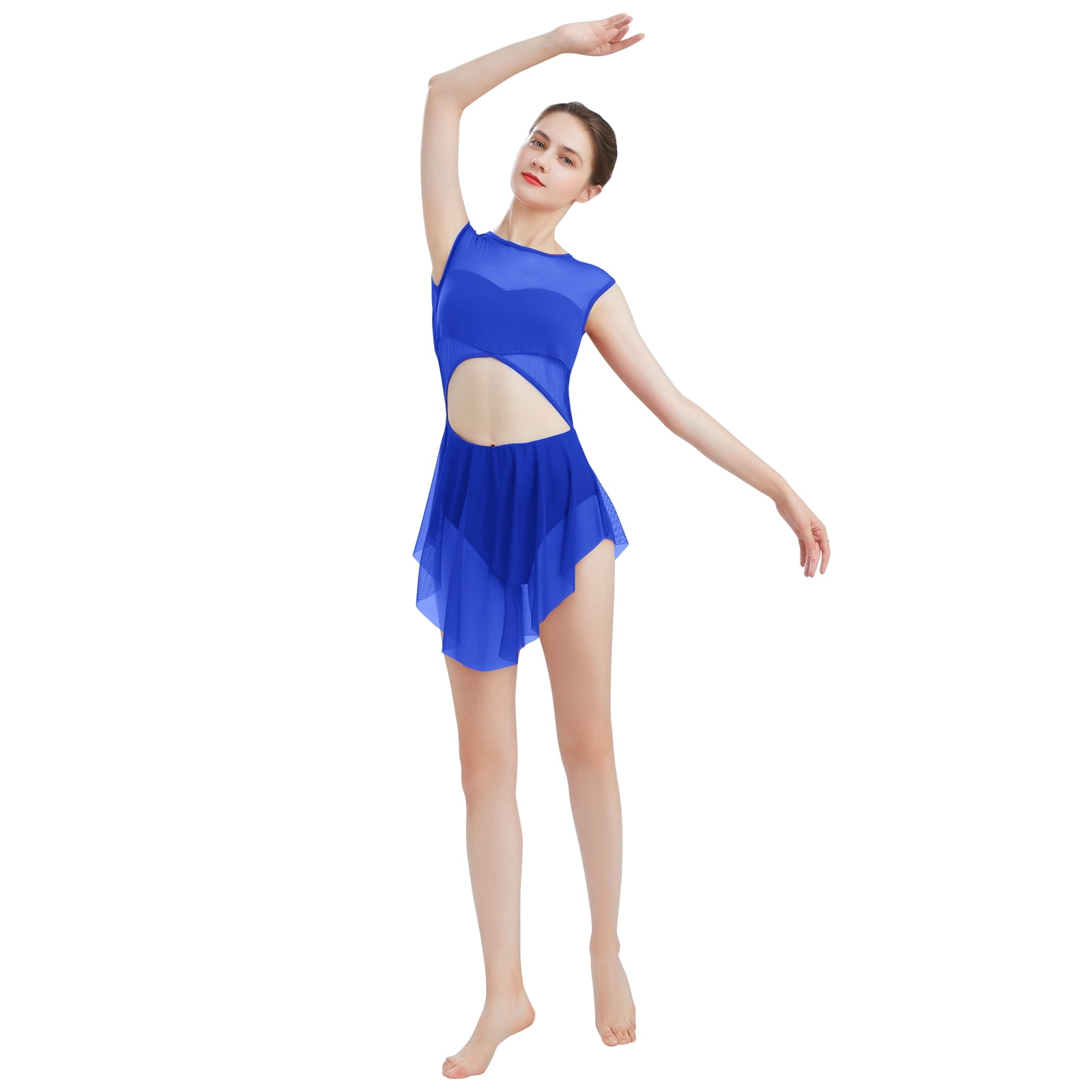 ODASDO Damen Lyrical Tanzkleid - Mit Cut-Out Design & Mesh-Einsätzen