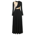 thumbnail image 1 of IBTOM CASTLE Women Metallic Bi Color Liturgical Praise Dance Dress Long Sleeve Lyrical Dancewear Church Maxi Robe Worship Costume XXL Black, 1 of 5