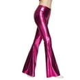 thumbnail image 1 of IBTOM CASTLE Women Metallic Wide Leg Pants High Waist Stretchy Bell Bottom Flared Trousers 70s Disco Dance Party Leggings Clubwear S Hot Pink, 1 of 5