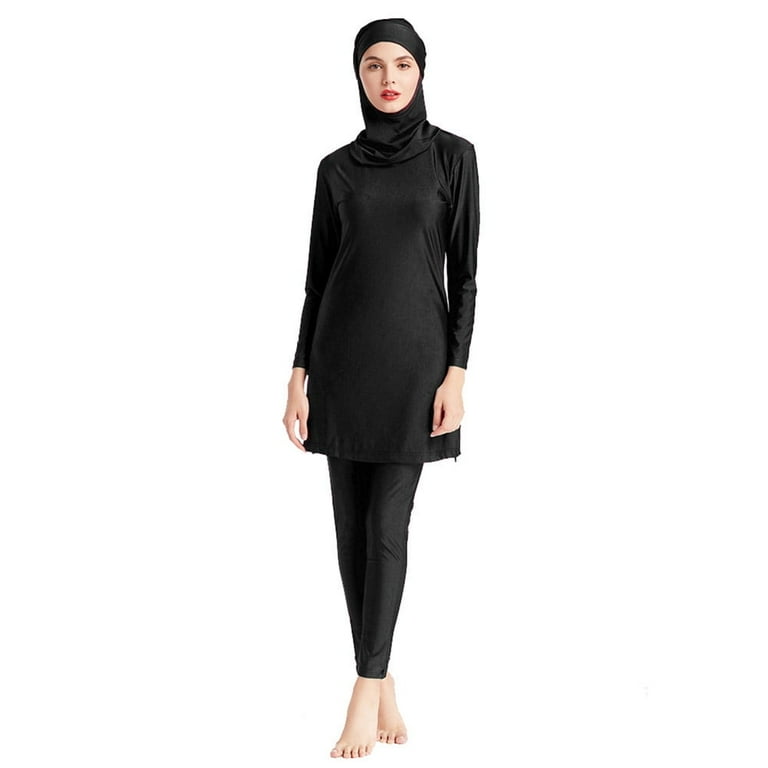 Women's 3 Pieces Modest Swimwear Full Cover Muslim Swimming Costume Islamic  Arabic Swimsuit Long Sleeve Swim Top + Pants + Hijab Burkini Bathing Suit