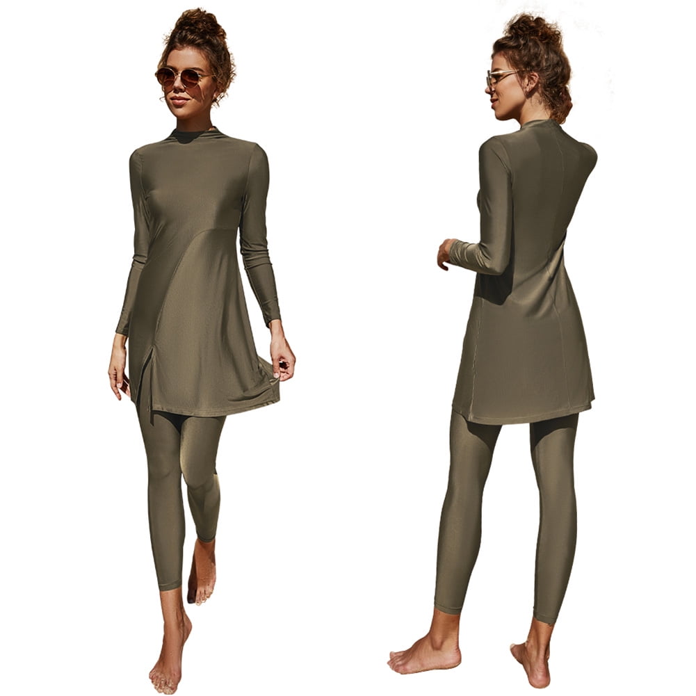 BaJooruly Burkini Donna A Maniche Lunghe – Costume Intero Coprente Con Hijab, Stampa Floreale, Taglie XS-6XL