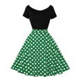 thumbnail image 1 of IBTOM CASTLE Women Off Shoulder Short Sleeve 1950s Retro Vintage Cocktail Party Swing Dress Patchwork 50s Polka Dot Dresses XXL Green, 1 of 6