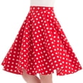 thumbnail image 1 of IBTOM CASTLE Women Pleated Vintage Skirt Floral Print A-Line Midi Skirts 50s Polka Dots Knee-Length Flared Swing Cocktail Party Dresses XL Red - Polka Dots, 1 of 8