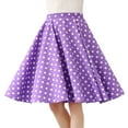 thumbnail image 1 of IBTOM CASTLE Women Pleated Vintage Skirt Floral Print A-Line Midi Skirts 50s Polka Dots Knee-Length Flared Swing Cocktail Party Dresses XXL Purple - Polka Dots, 1 of 8